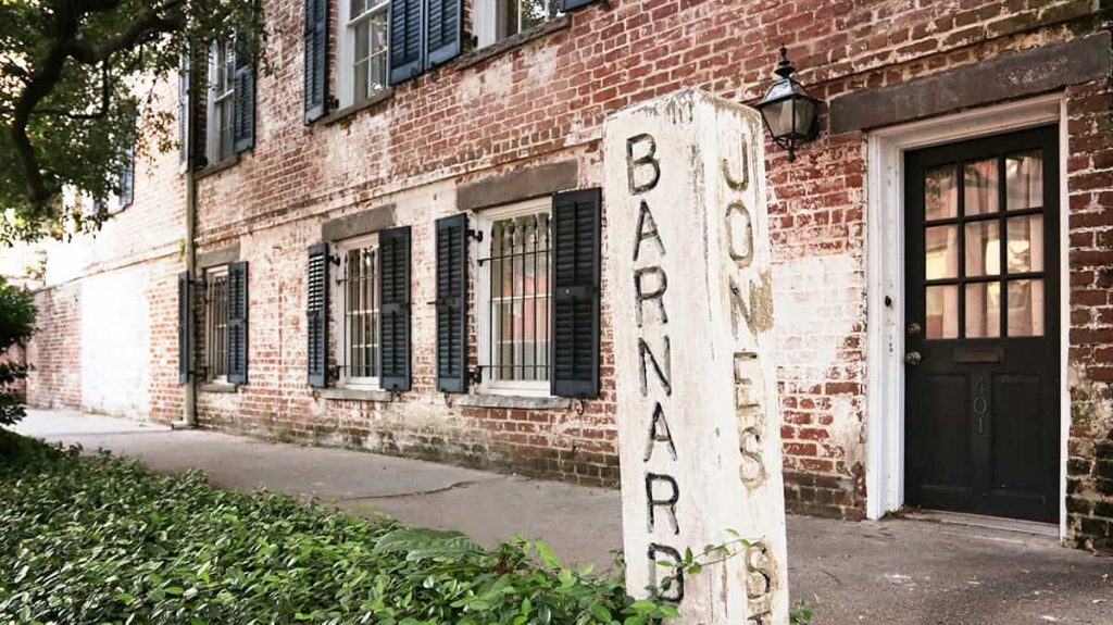 Concrete sign with the word Jones Street stamped into the side