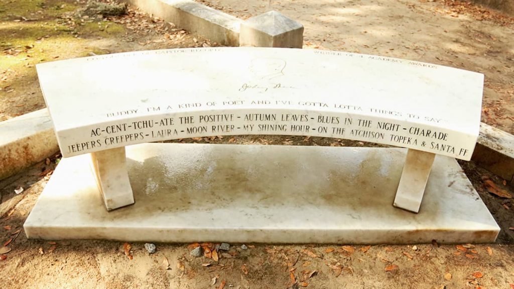 The Johnny Mercer bench at Bonaventure Cemetery