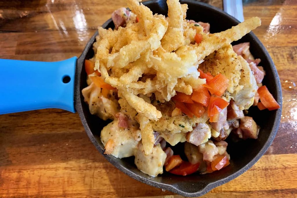 The Lowcountry breakfast skillet at Treylor Park's Double Wide restaurant in Savannah