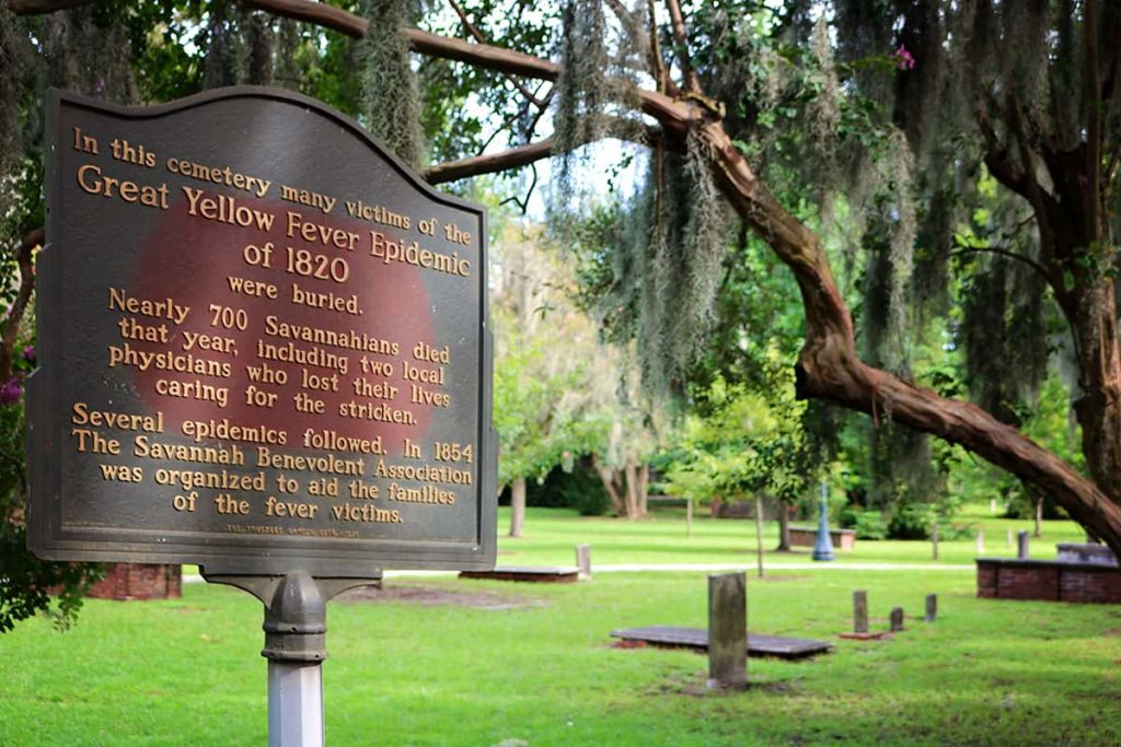 Historic marker denoting the Great Yellow Fever Epidemic of 1820