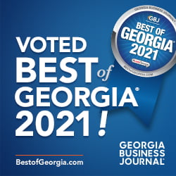 Blue background with a blue banner. Text overlay reads Savannah First-Timer's Guide voted Best of Georgia 2021 by the Georgia Business Journal