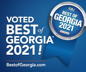 Blue background with a blue banner. Text overlay reads Savannah First-Timer's Guide voted Best of Georgia 2021 by the Georgia Business Journal