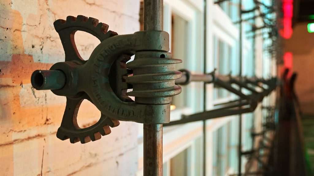 Old pipework from an electric plant now housed inside the JW Marriott Plant Riverside