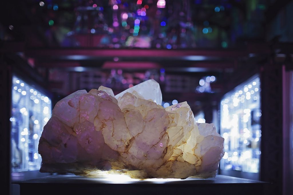 Backlit geode in the lobby of the JW Marriott Plant Riverside