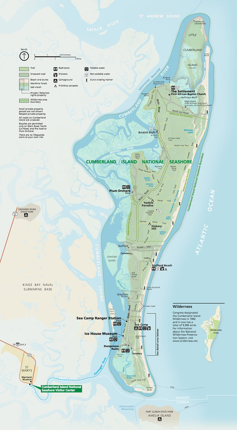 NPS official map of Cumberland Island National Seashore